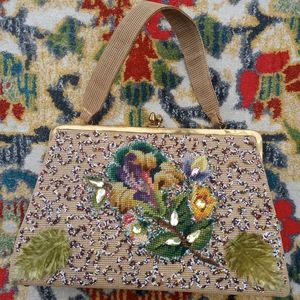 Jolles Beaded and Floral Applique Pocketbook